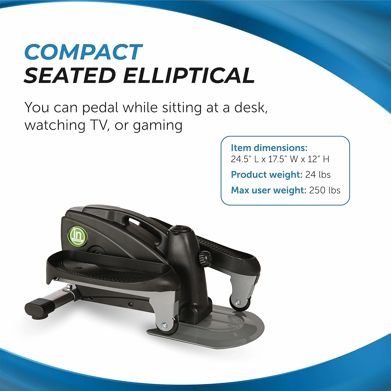 Stamina Inmotion Compact Strider Foot Exercise Machine - Under Desk Elliptical - Standing or Seated Elliptical Fitness Equipment