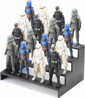 Star Was Black Series 6 inch Figure Risers Display Stand, Action Figure Shelf with Flexible Pegs for Collectibles Organizer, Figure Toy Support Holder Base for 1/12 Scale Models, 4 Tiers, Black