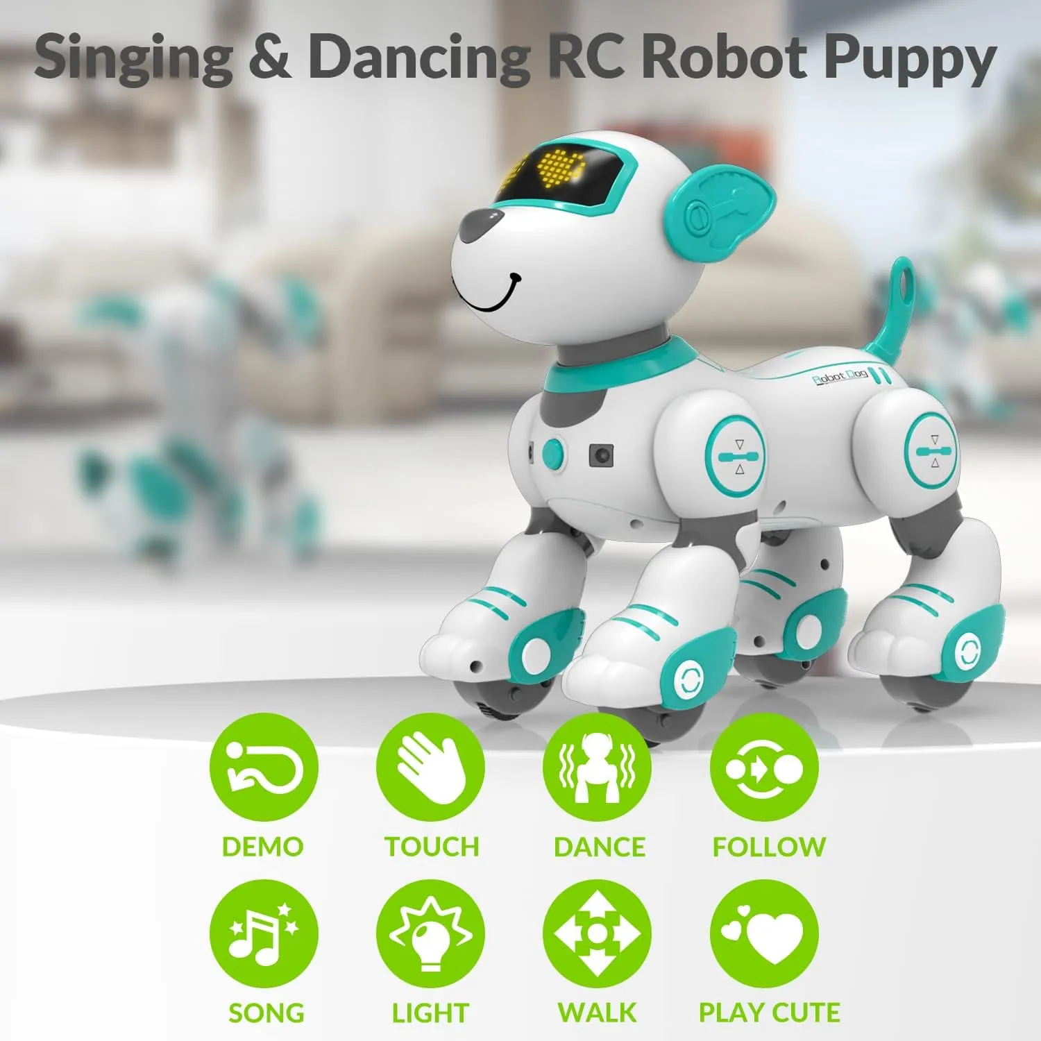 STEMTRON Remote Control Robot Dog Toy for Kid, Programmable Robotic Puppy, Interactive Robotic Dog Gift, Follow & Touch Function Robo Dog with Music