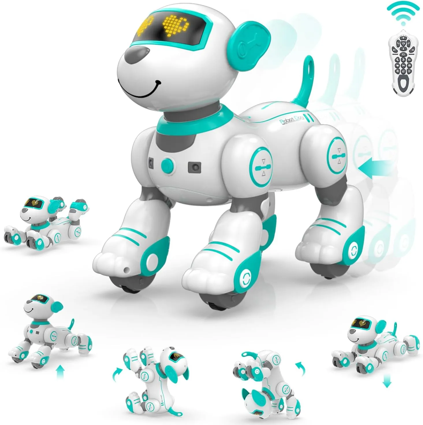 STEMTRON Remote Control Robot Dog Toy for Kid, Programmable Robotic Puppy, Interactive Robotic Dog Gift, Follow & Touch Function Robo Dog with Music