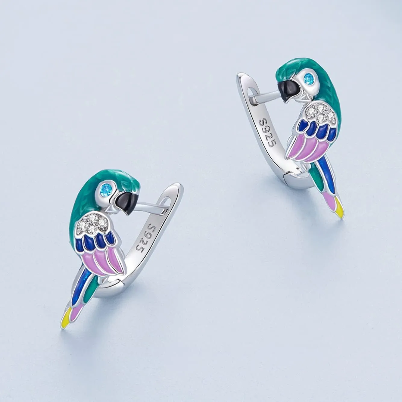 Sterling Silver Earrings VOROCO Cubic Zirconia White Gold Plated Colorful Huggie Small Hoop Earrings, Cute Butterfly Cat Hypoallergenic Earring For Women Jewelry Gifts