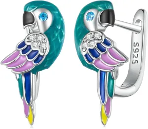 Sterling Silver Earrings VOROCO Cubic Zirconia White Gold Plated Colorful Huggie Small Hoop Earrings, Cute Butterfly Cat Hypoallergenic Earring For Women Jewelry Gifts