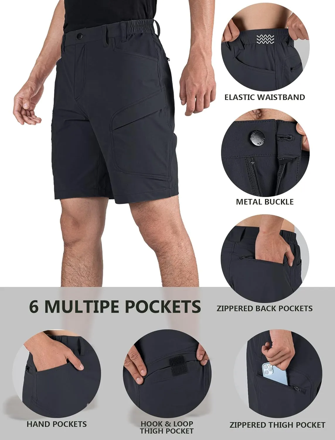 Stlight Men's Hiking Cargo Shorts Quick Dry Lightweight Tactical Shorts with Multi Pocket for Camping Fishing Golf