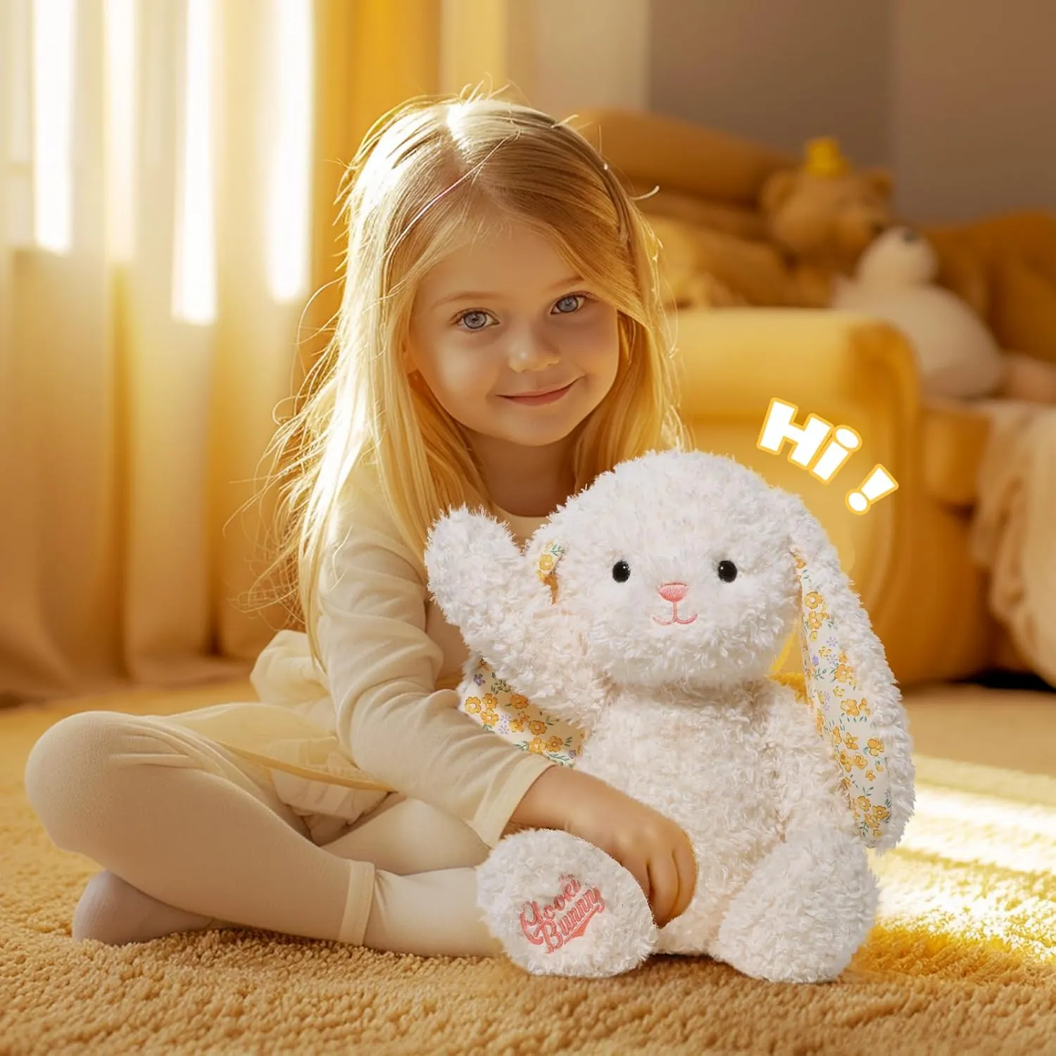 Stuffed Animals Bunny Plush Toys 15 inches Soft and Comfort Rabbit Plush Toy Gift for Kids, White