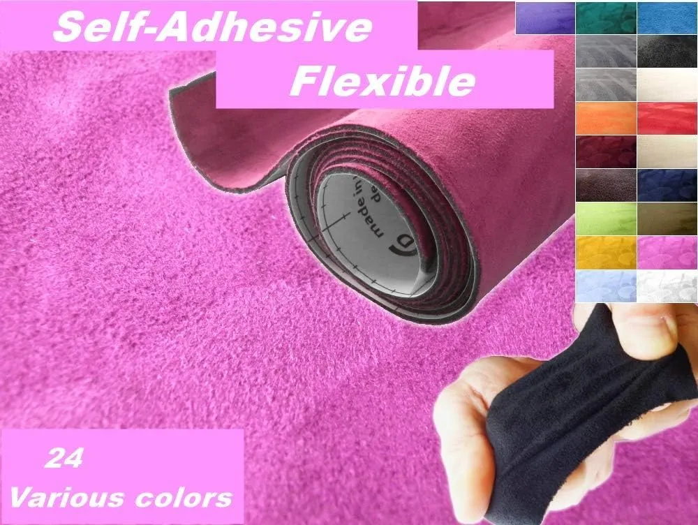 Suede Fabric Wrap - Self Adhesive Film Sticker 16 x 55 Inches Silky Decal Sheet for Car Interior Furniture Upholstery DIY Elastic Stretch Peel and Stick Black