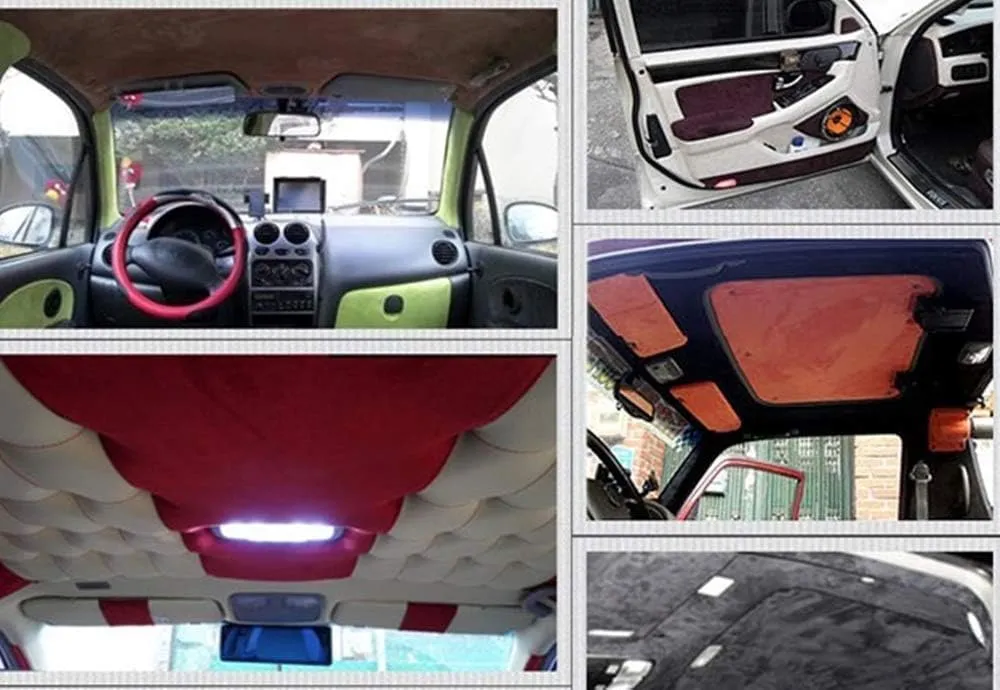 Suede Fabric Wrap - Self Adhesive Film Sticker 16 x 55 Inches Silky Decal Sheet for Car Interior Furniture Upholstery DIY Elastic Stretch Peel and Stick Black
