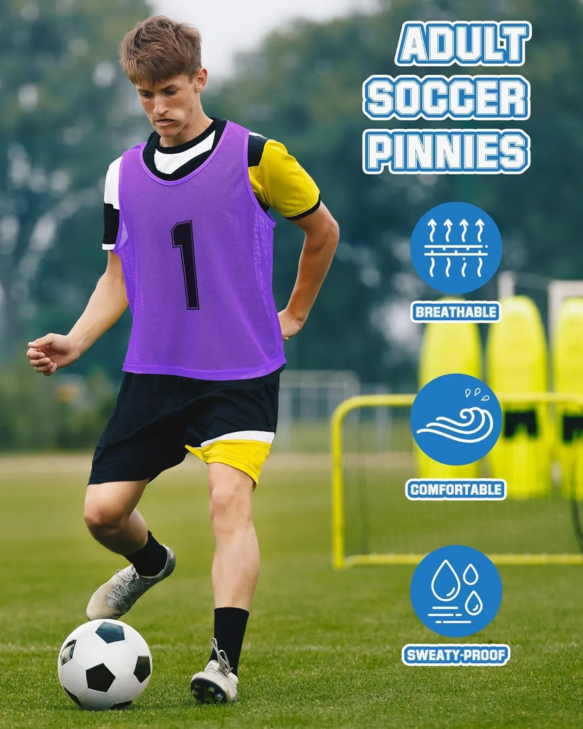 Suhine 48 Pcs Pinnies for Sports Double Soccer Penny Soccer Pinnies Scrimmage Vests Mesh Basketball Team Practice Jersey