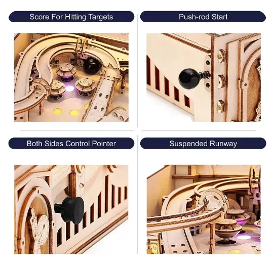 Super Challenge Robotime 3D Pinball Machine Puzzle Amusing Table Game Mechanical Wooden Model Building
