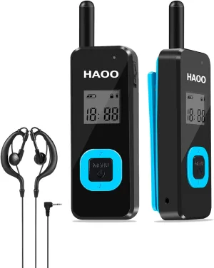 Super Mini Walkie Talkies, Two Way Radio with Earpieces for Adults, Long Range Walkie Talkie for Skiing, Hiking, Outdoor Sport, Restaurants, Hospital and Supermarket, 2 Pack