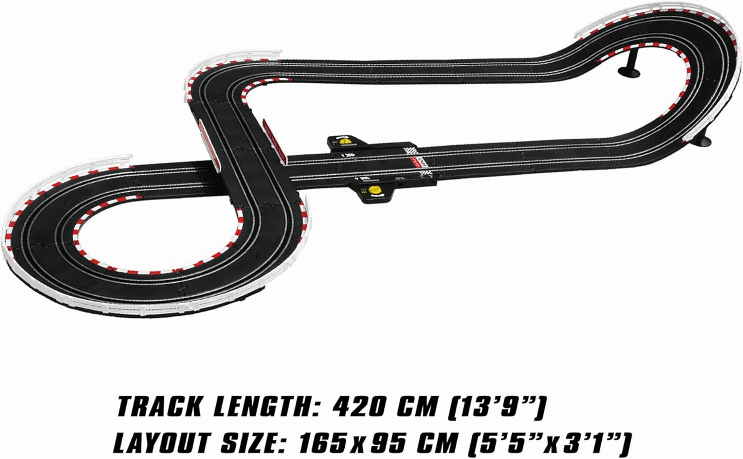 SuperFun 203-1/43 USB Power Slot Car Racing Set, Layout Size: 65"x37", LED Headlights, Lap Counter, Ages 8 