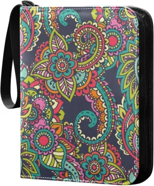 susiyo Colorful in Oriental Indian Style Card Binder 400 Pockets Cute Trading Football Collectible Card Albums