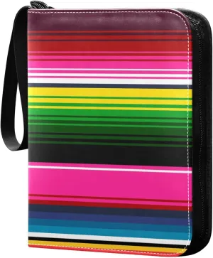 susiyo Colorful Mexican Blanket Stripes Card Binder 400 Pockets Cute Trading Football Collectible Card Albums