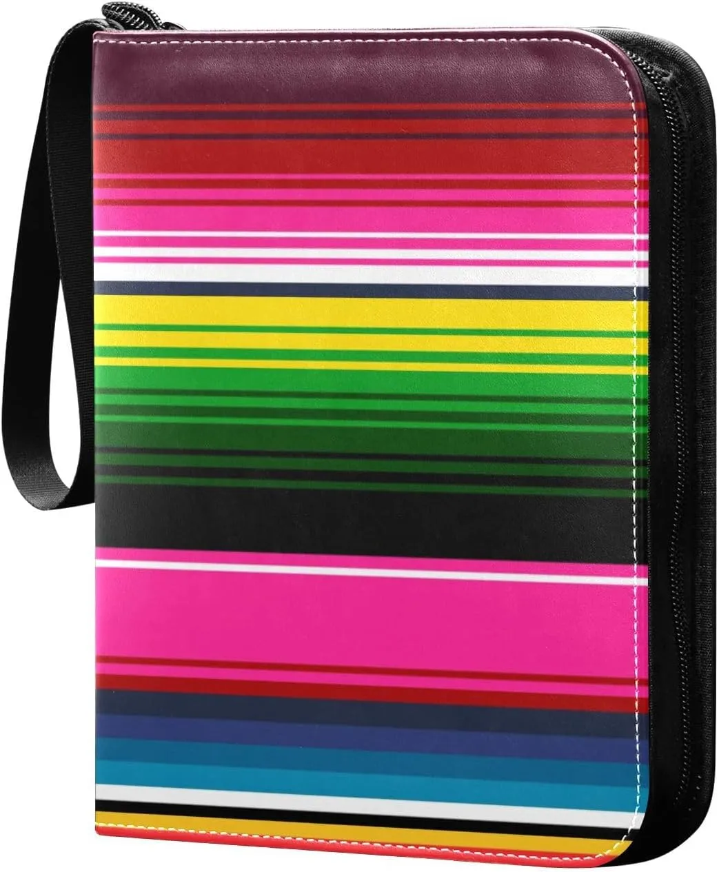 susiyo Colorful Mexican Blanket Stripes Card Binder 400 Pockets Cute Trading Football Collectible Card Albums