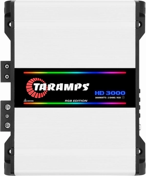 Taramps HD 3000 2 Ohms RGB Effects 1 Channel 3000 Watts RMS MAX Full Range Car Audio Monoblock LED Monitor Indicator Class D Amplifier Crossover, HD 3k