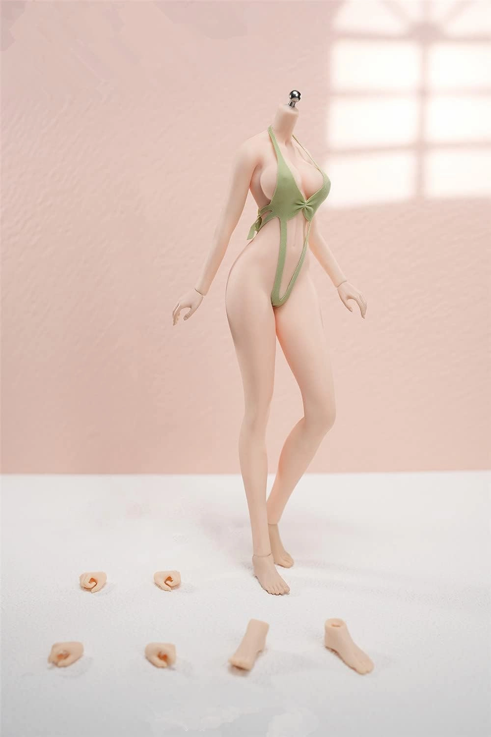 TBLeague 1/6 Scale Female Seamless Pale Large Bust Body with Metal Skeleton,12 inches Super-Flexible Seamless Action Figure Realistic Full Silicone Body S50B Collectable Doll