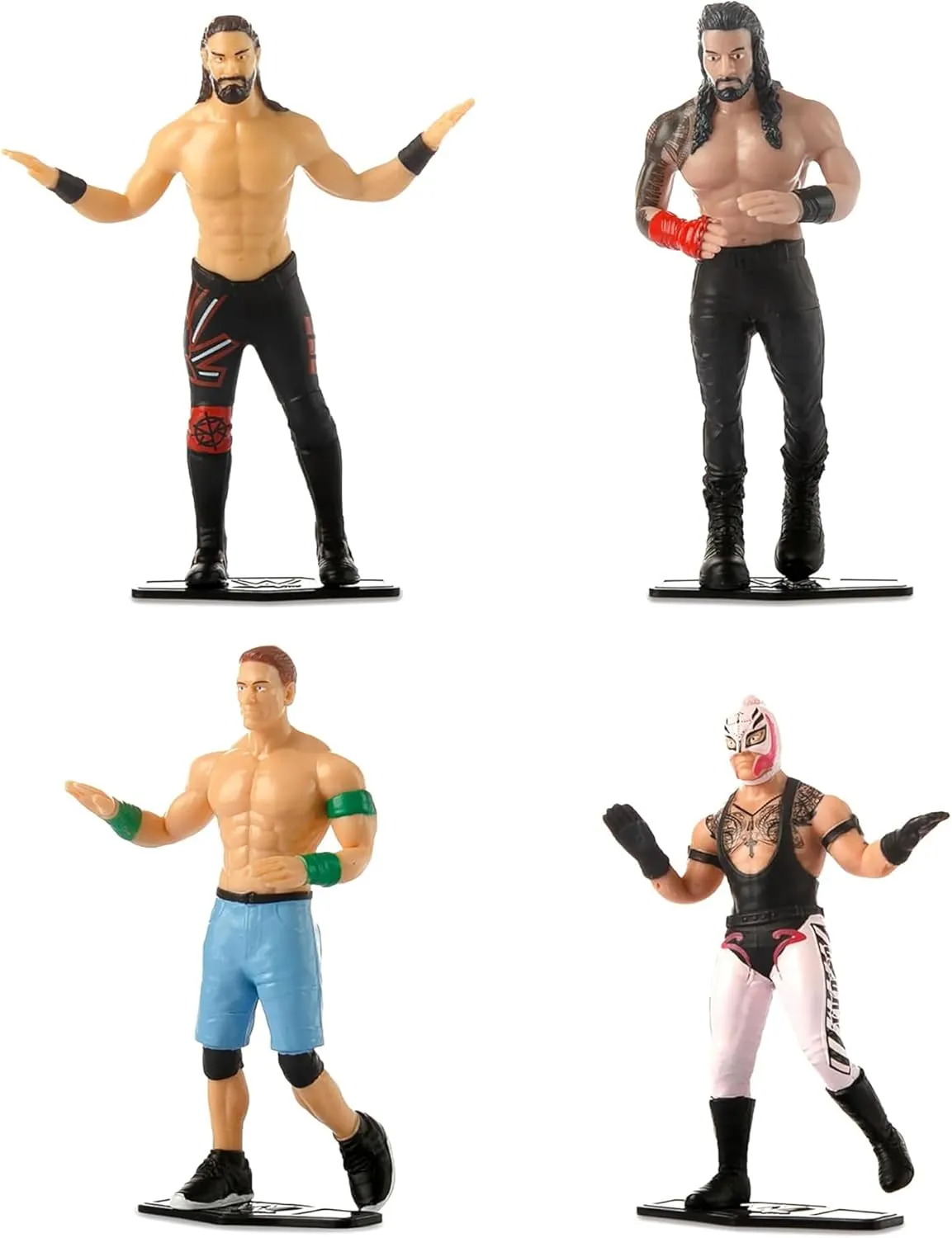 TCG Toys FleXfigs: WWE Superstars - 4 Character Pack - Wrestler Articulated Action Figures, Flex It - Pose It!, Collectible Toy Miniatures, Licensed, Kids 3 