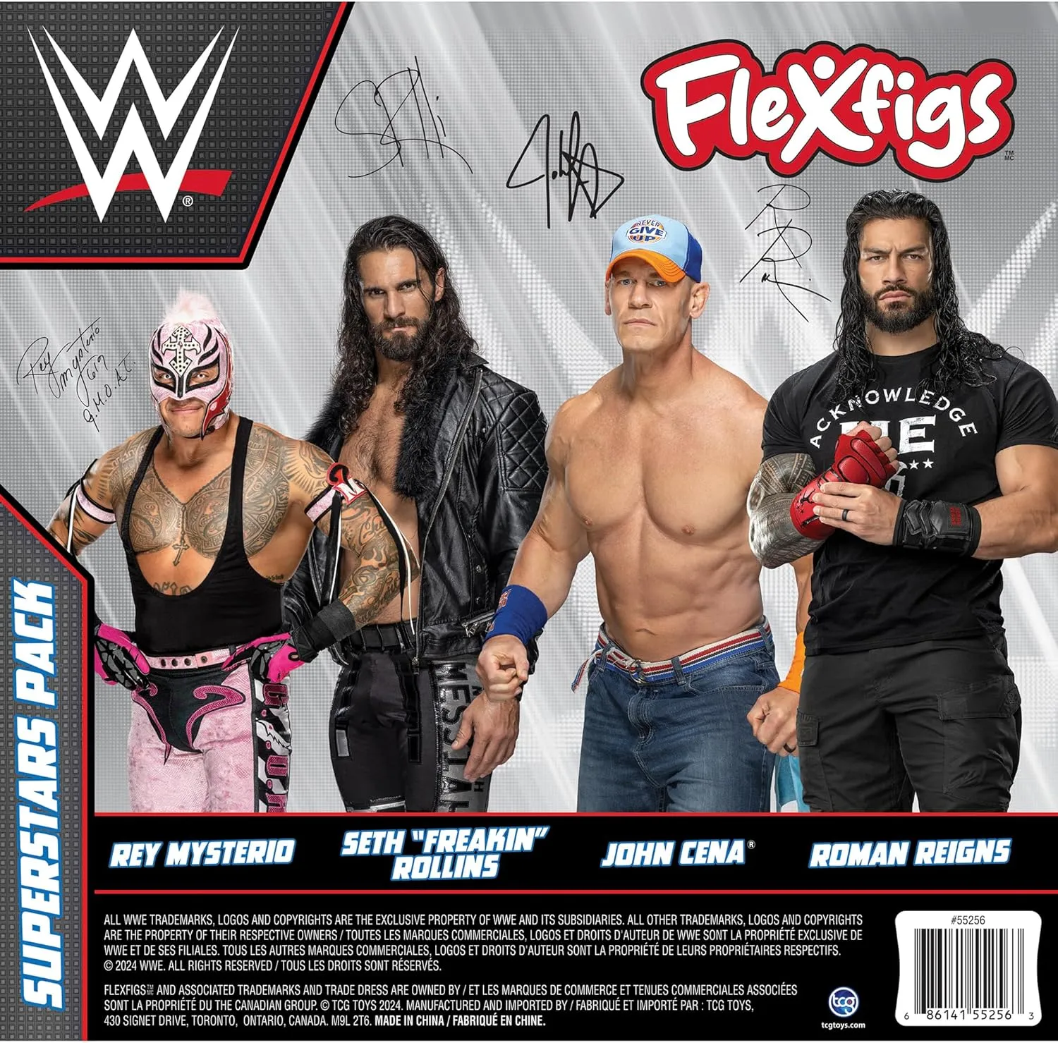 TCG Toys FleXfigs: WWE Superstars - 4 Character Pack - Wrestler Articulated Action Figures, Flex It - Pose It!, Collectible Toy Miniatures, Licensed, Kids 3 