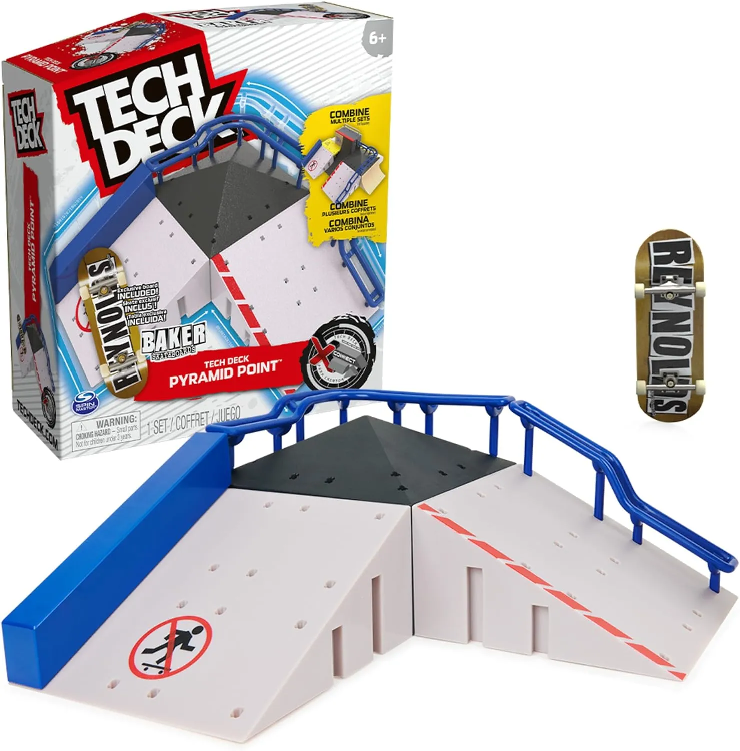 Tech Deck, Pyramid Point, X-Connect Park Creator, Customizable and Buildable Ramp Set with Exclusive Fingerboard, Kids Toy for Boys and Girls Ages 6 and up