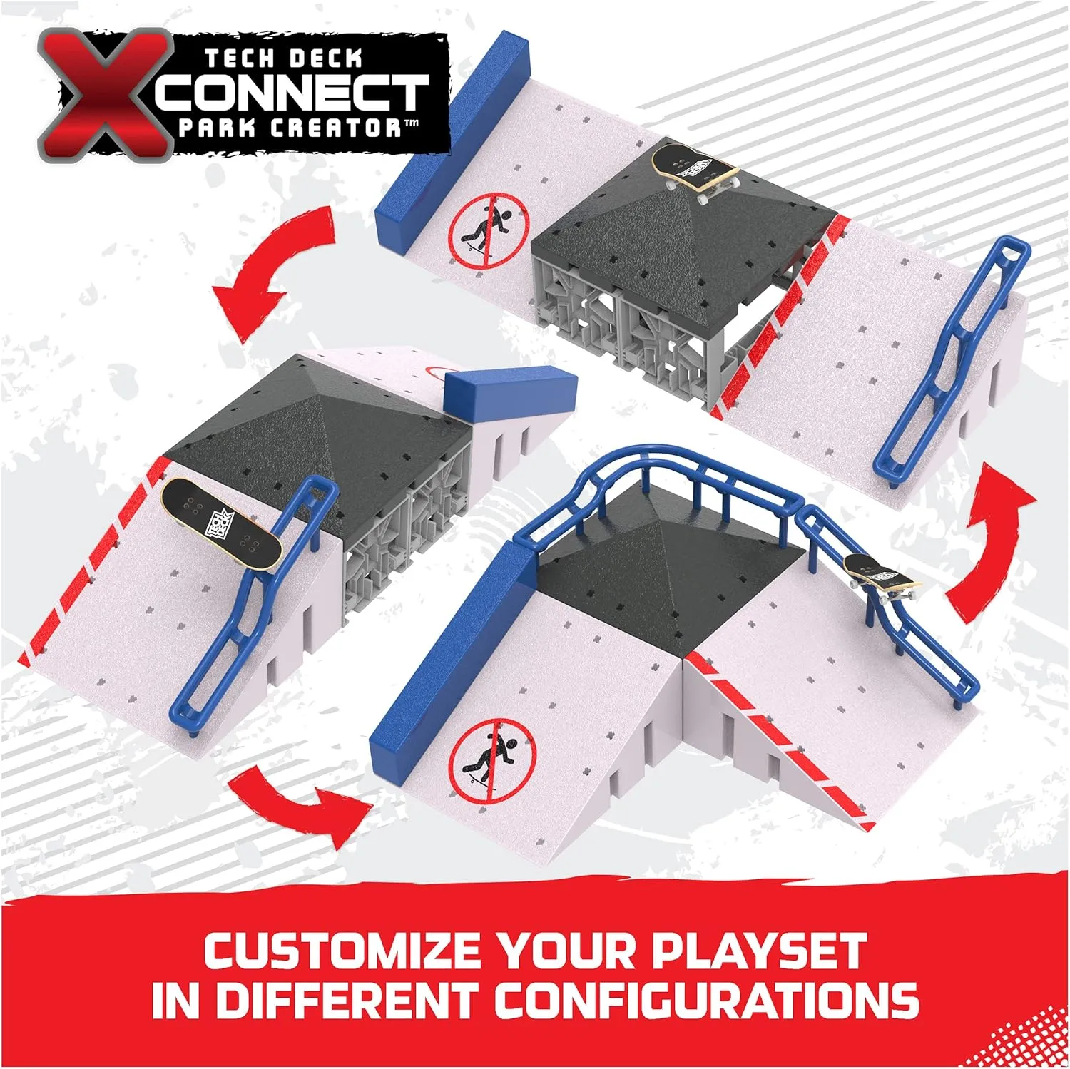Tech Deck, Pyramid Point, X-Connect Park Creator, Customizable and Buildable Ramp Set with Exclusive Fingerboard, Kids Toy for Boys and Girls Ages 6 and up