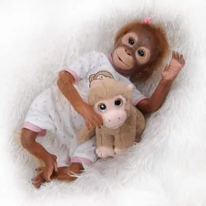 TERABITHIA 21inch 52CM So Truly Hand Detailed Painting Reborn Monkey Baby Dolls Look Real Soft Vinyl Flexible Collectible Art Newborn Doll Look Realistic