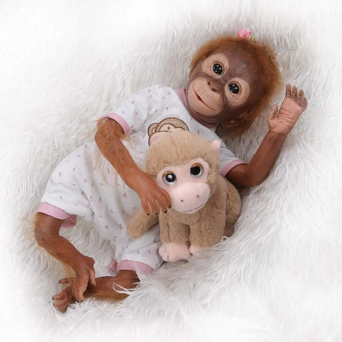 TERABITHIA 21inch 52CM So Truly Hand Detailed Painting Reborn Monkey Baby Dolls Look Real Soft Vinyl Flexible Collectible Art Newborn Doll Look Realistic