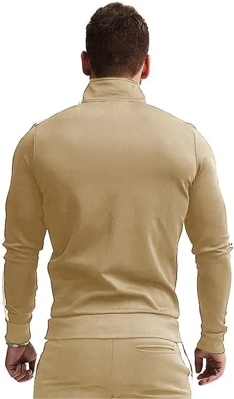 TEZO Men's Casual Active Tracksuits Full Zip Sports Jogging Suits Sets Athletic Running 2 Piece Sweatsuits with Zip Pockets