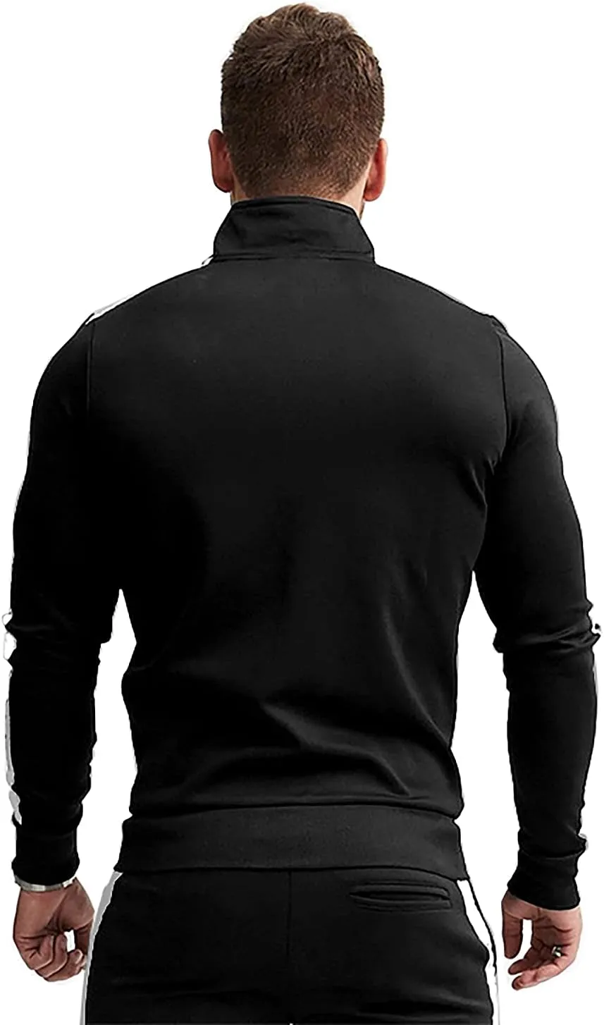 TEZO Men's Casual Active Tracksuits Full Zip Sports Jogging Suits Sets Athletic Running 2 Piece Sweatsuits with Zip Pockets