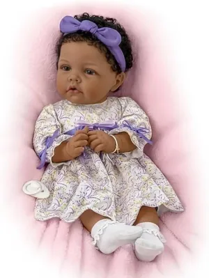 The Ashton-Drake Galleries All God's Grace Baby Doll by Elly Knoops, 20 inches, Purple Dress, Real Touch Vinyl