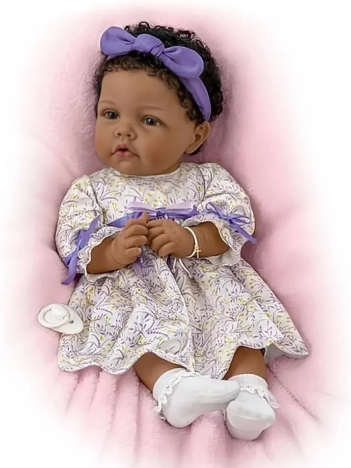 The Ashton-Drake Galleries All God's Grace Baby Doll by Elly Knoops, 20 inches, Purple Dress, Real Touch Vinyl
