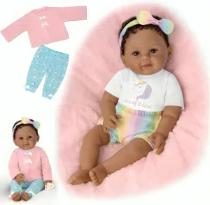 The Ashton-Drake Galleries One of A Kind Ciara Lifelike So Truly Real® African American Black Baby Girl Doll with Soft RealTouch® Vinyl Skin and Extra Coordinating Cardigan and Pants 18"-Inches