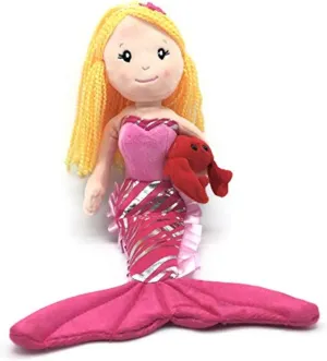 The Petting Zoo Mermaid Doll with Lobster Stuffed Animal- Great Gifts for Girls, Mermaid Plush Doll with Lobster Plush Toy, 17 inch (Blonde)