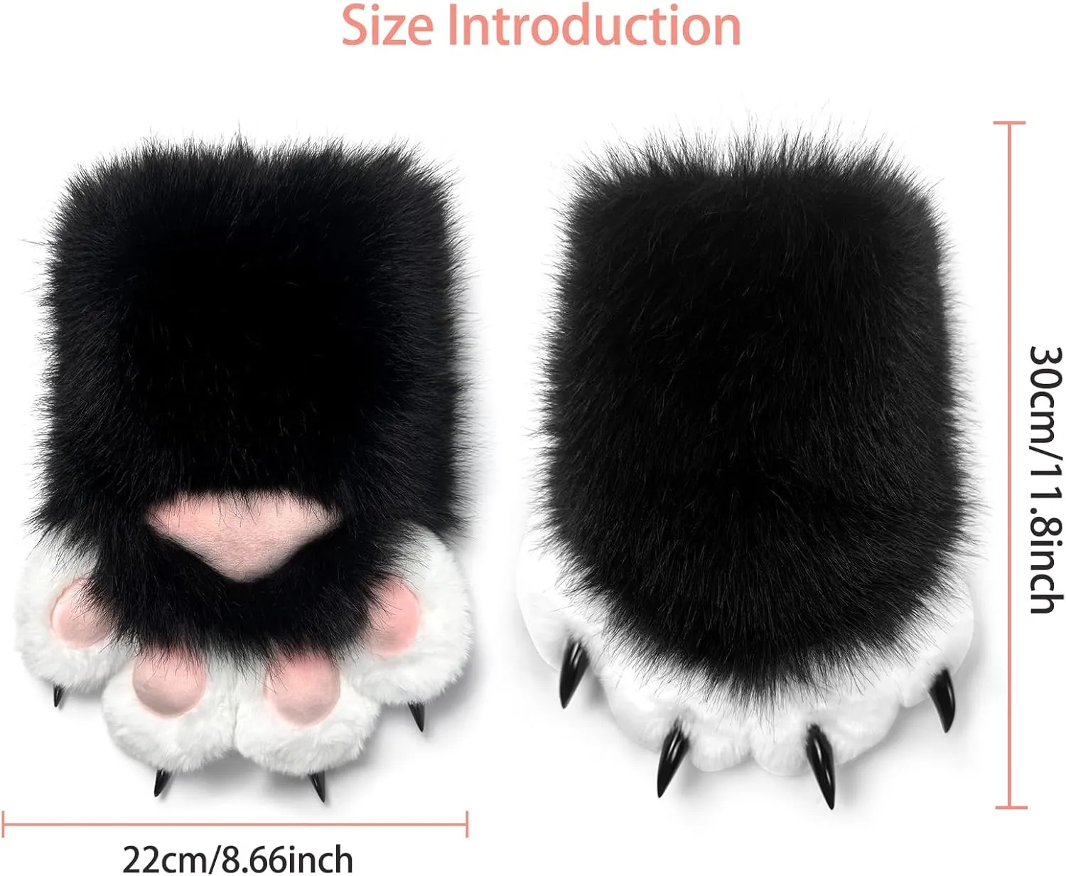 Therian Paws With Claws Faux Fursuit Cat Paw Gloves Fox Wolf Claw Gloves Halloween Furry Costume Accessories