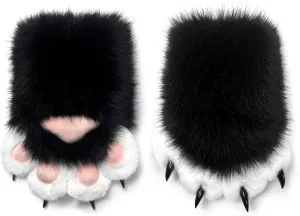 Therian Paws With Claws Faux Fursuit Cat Paw Gloves Fox Wolf Claw Gloves Halloween Furry Costume Accessories