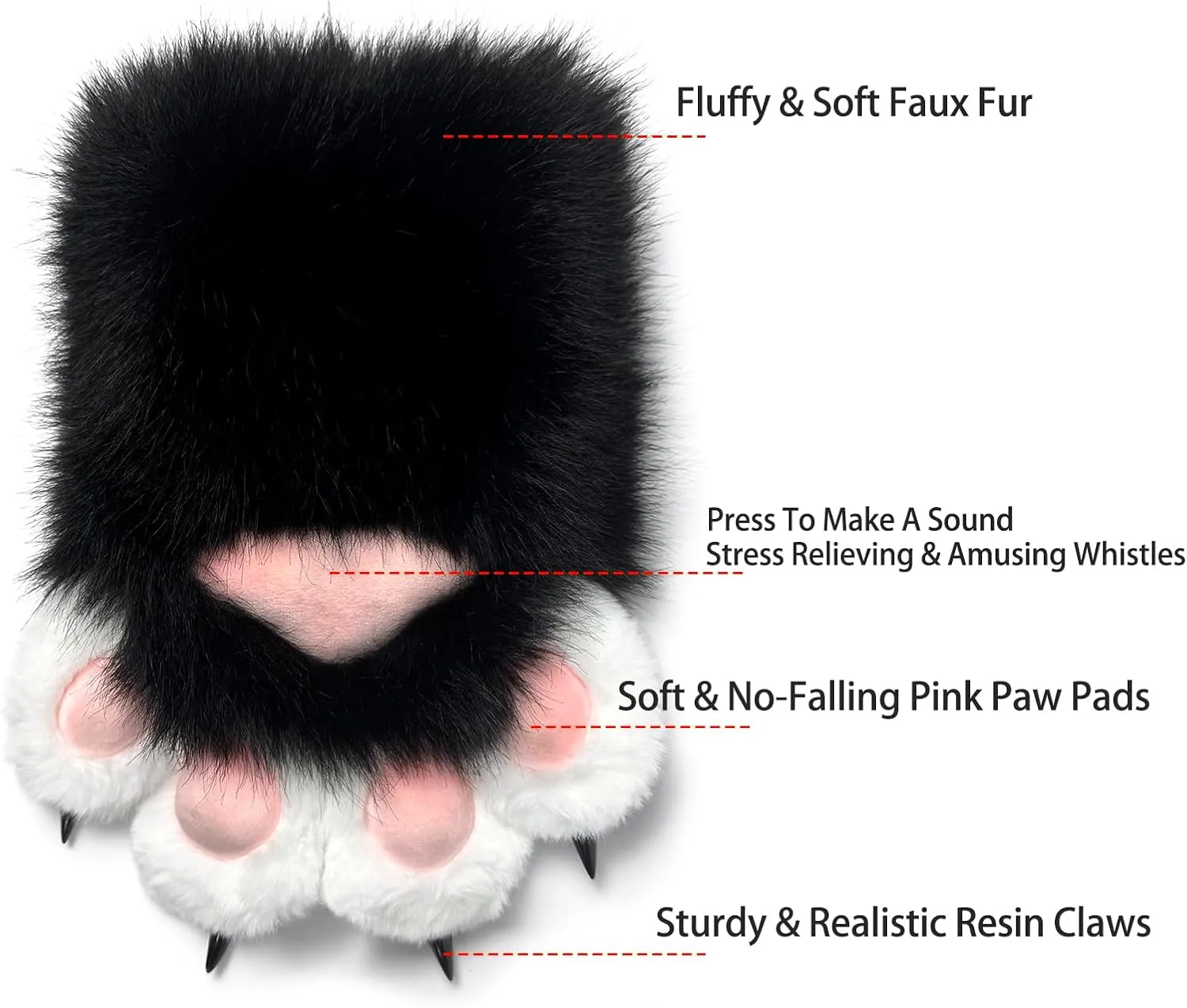 Therian Paws With Claws Faux Fursuit Cat Paw Gloves Fox Wolf Claw Gloves Halloween Furry Costume Accessories