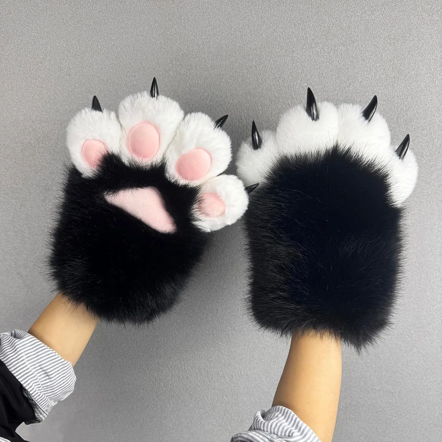 Therian Paws With Claws Faux Fursuit Cat Paw Gloves Fox Wolf Claw Gloves Halloween Furry Costume Accessories