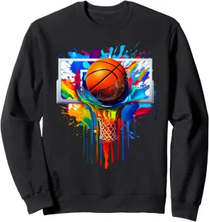 Tie Dye Basketball Ball Hoop Slam Dunk Dribbling Graphic Tee Sweatshirt