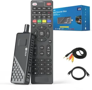 TIMBOOTECH Digital Converter Box for TV, Play, Record & Pause ATSC TV Tuner Stick, Support USB Multimedia & Hard Drive, 1080P HD HDMI & AV Output, DVR, Timer Setting, EPG, 2-in-1 Learning Remote
