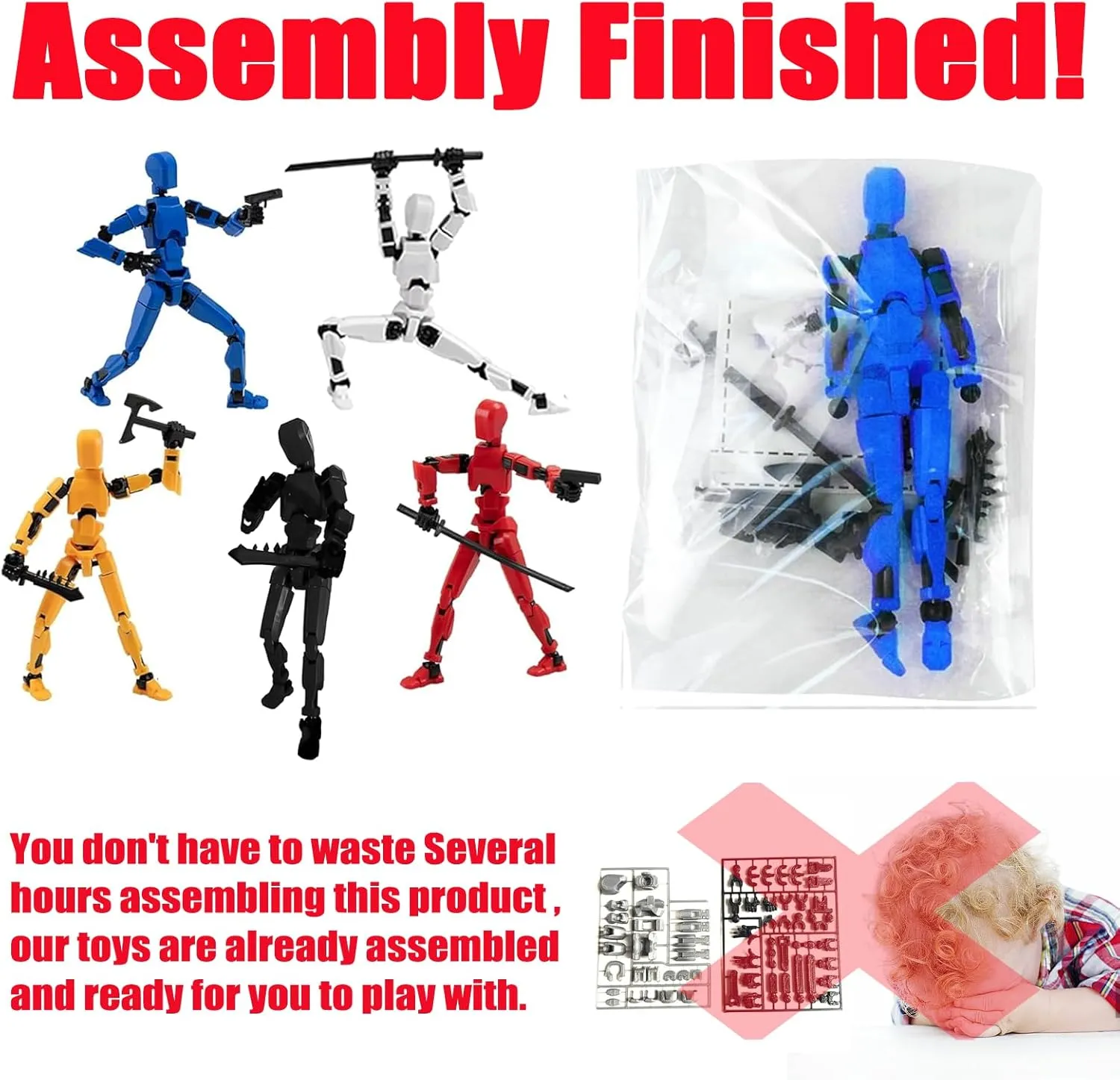 Titan 13 Action Figure, Lucky Robot 13 Action Figures, 3D Printed Analog Robot Titan 13 Figure, Stop Action Animation Multi-Articulated Action Figure (5-Piece)