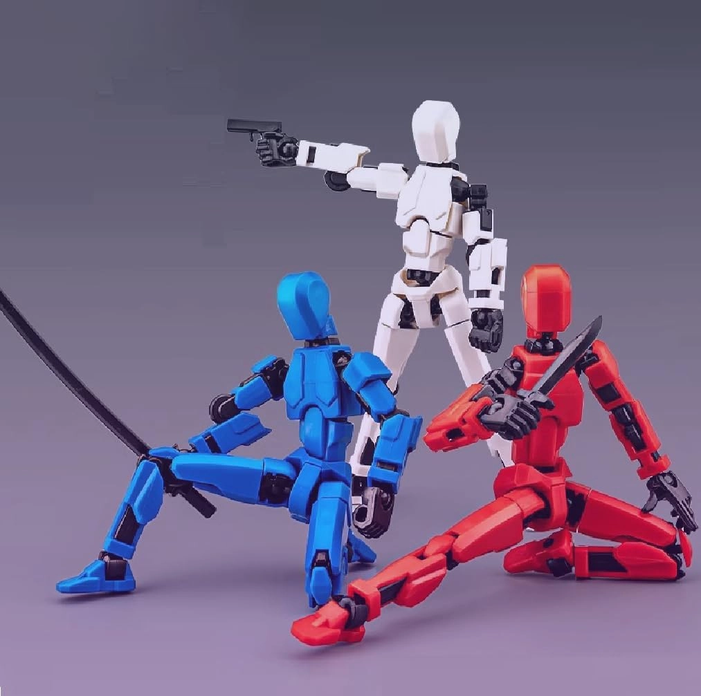 Titan T13 Action Figures Set - (Assembly Completed) Robot Action Figure Fidget Toys for Nova N13 Anime Figures with 3D Lucky Dummy 13 Robot Figures Multi Movable Joints Gifts for Kids (RedBlue Grey)