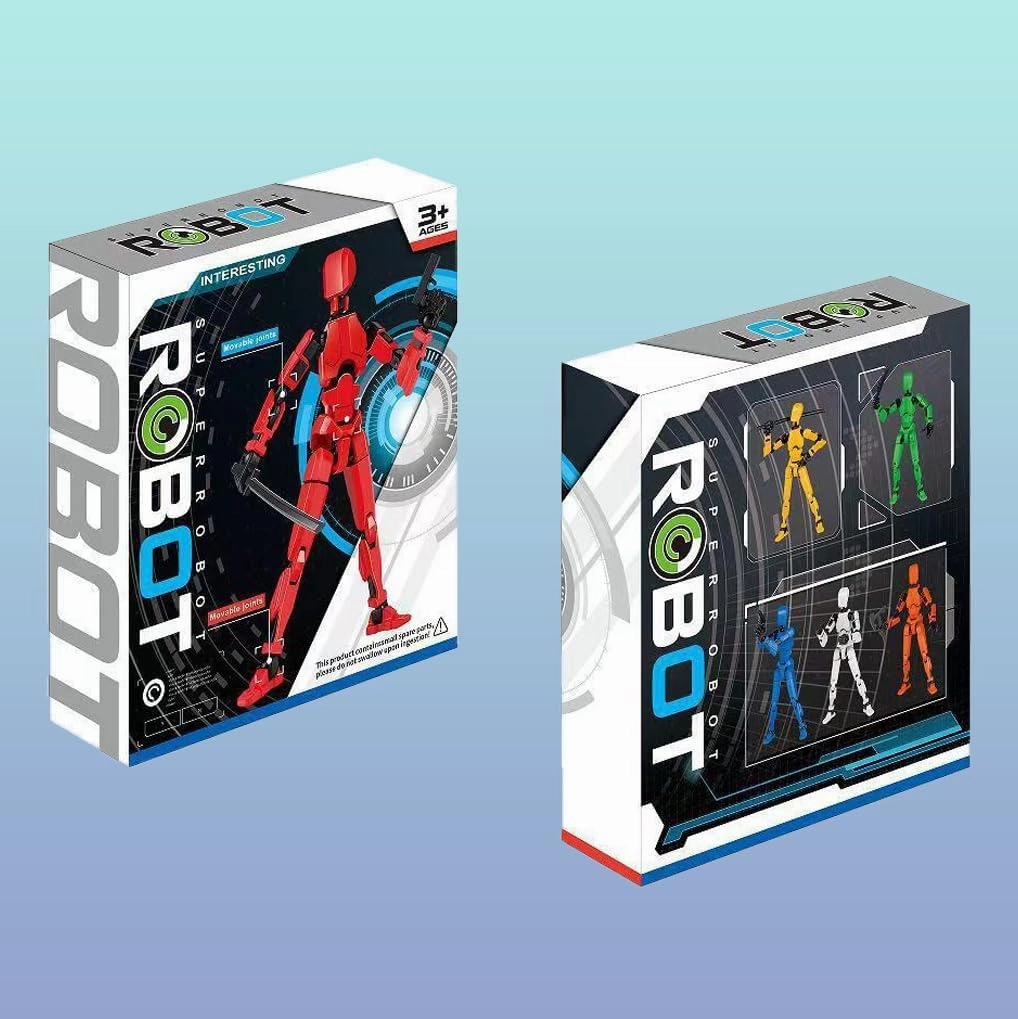 Titan T13 Action Figures Set - (Assembly Completed) Robot Action Figure Fidget Toys for Nova N13 Anime Figures with 3D Lucky Dummy 13 Robot Figures Multi Movable Joints Gifts for Kids (RedBlue Grey)