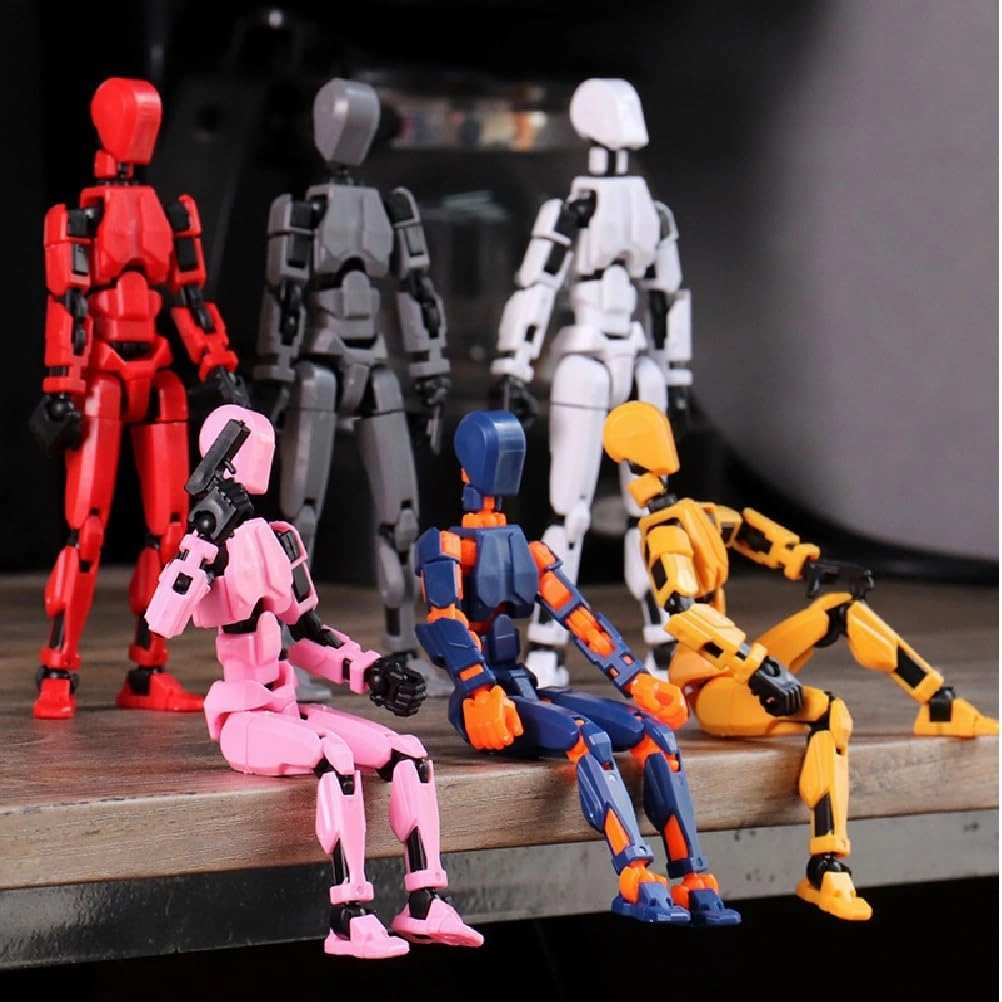Titan T13 Action Figures Set - (Assembly Completed) Robot Action Figure Fidget Toys for Nova N13 Anime Figures with 3D Lucky Dummy 13 Robot Figures Multi Movable Joints Gifts for Kids (RedBlue Grey)