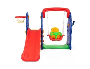 Toddler 3-in-1 Swing Set with Slide and Hoop