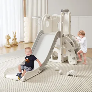 Toddler Slide Kids Climber Slides Baby Slider for Toddler Age 1-3,L Shaped Indoor Outdoor Playground Playset with Basketball Hoop, Storage, Telescope Toy Easy Assembly Gift for Boys and Girls