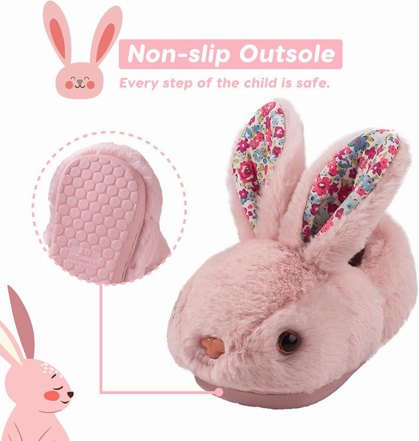 Toddler Bunny Slippers for Girls Boys Warm Plush Cute Rabbit Slippers Cozy House Slippers Indoor Outdoor for Kids Children