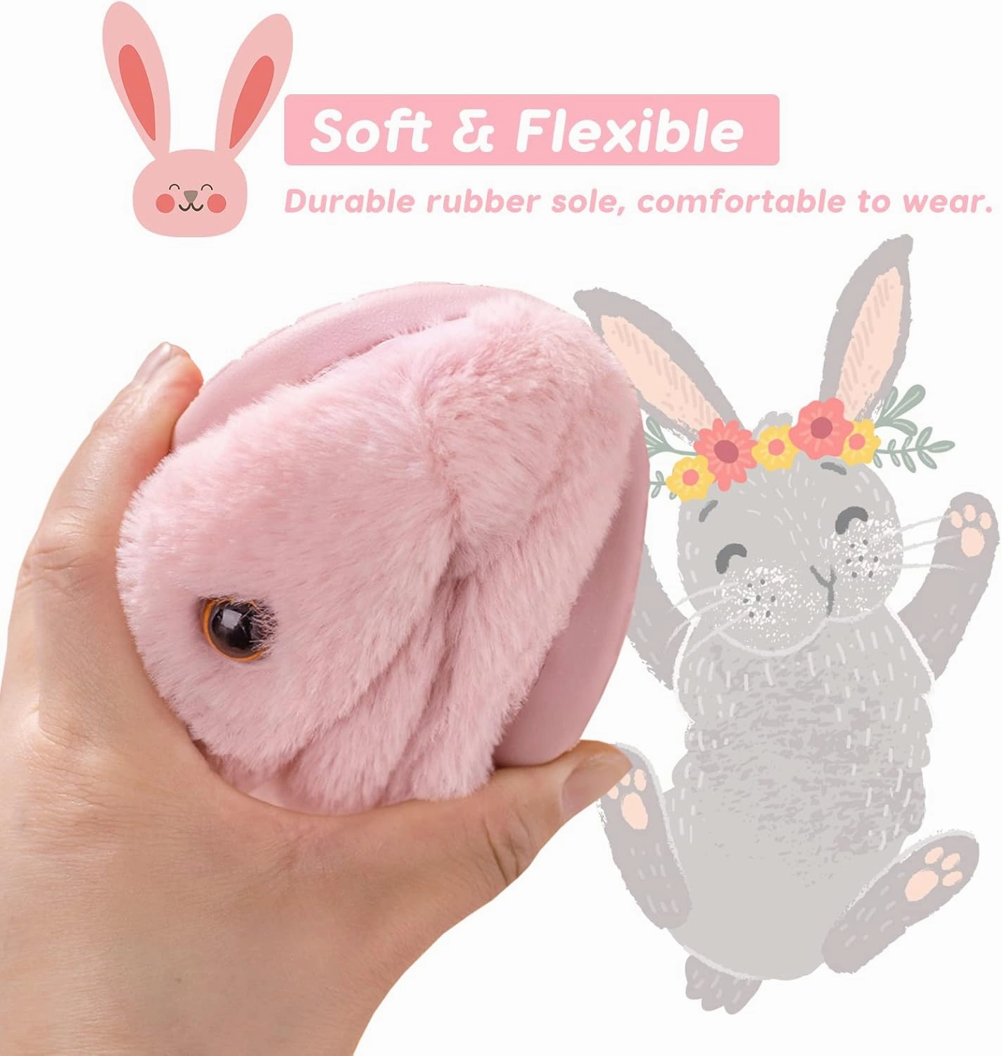Toddler Bunny Slippers for Girls Boys Warm Plush Cute Rabbit Slippers Cozy House Slippers Indoor Outdoor for Kids Children
