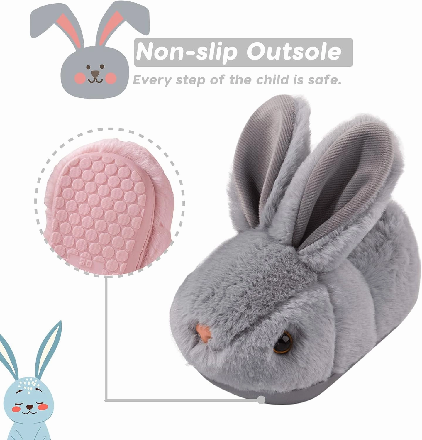 Toddler Bunny Slippers for Girls Boys Warm Plush Cute Rabbit Slippers Cozy House Slippers Indoor Outdoor for Kids Children