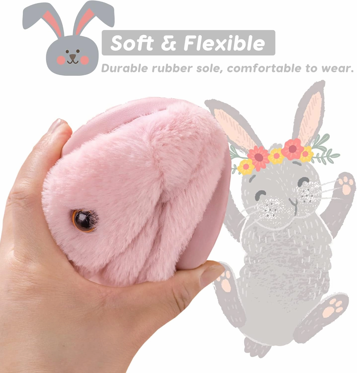 Toddler Bunny Slippers for Girls Boys Warm Plush Cute Rabbit Slippers Cozy House Slippers Indoor Outdoor for Kids Children