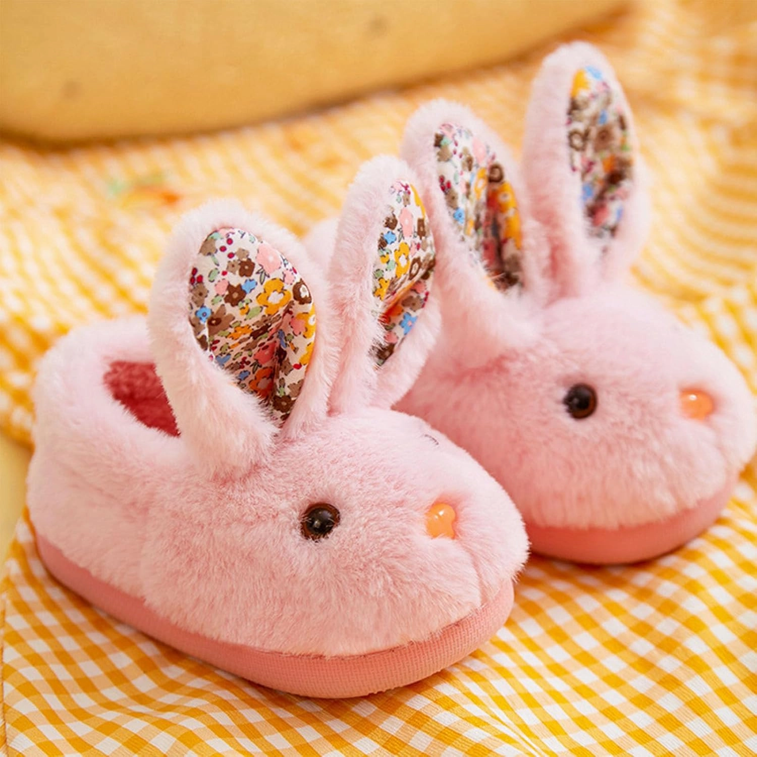 Toddler Slippers for Girls and Boys - Fuzzy Soft Plush Bunny Rabbit Shoes - Warm House Footwear for Kids