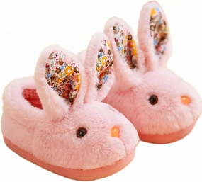 Toddler Slippers for Girls and Boys - Fuzzy Soft Plush Bunny Rabbit Shoes - Warm House Footwear for Kids