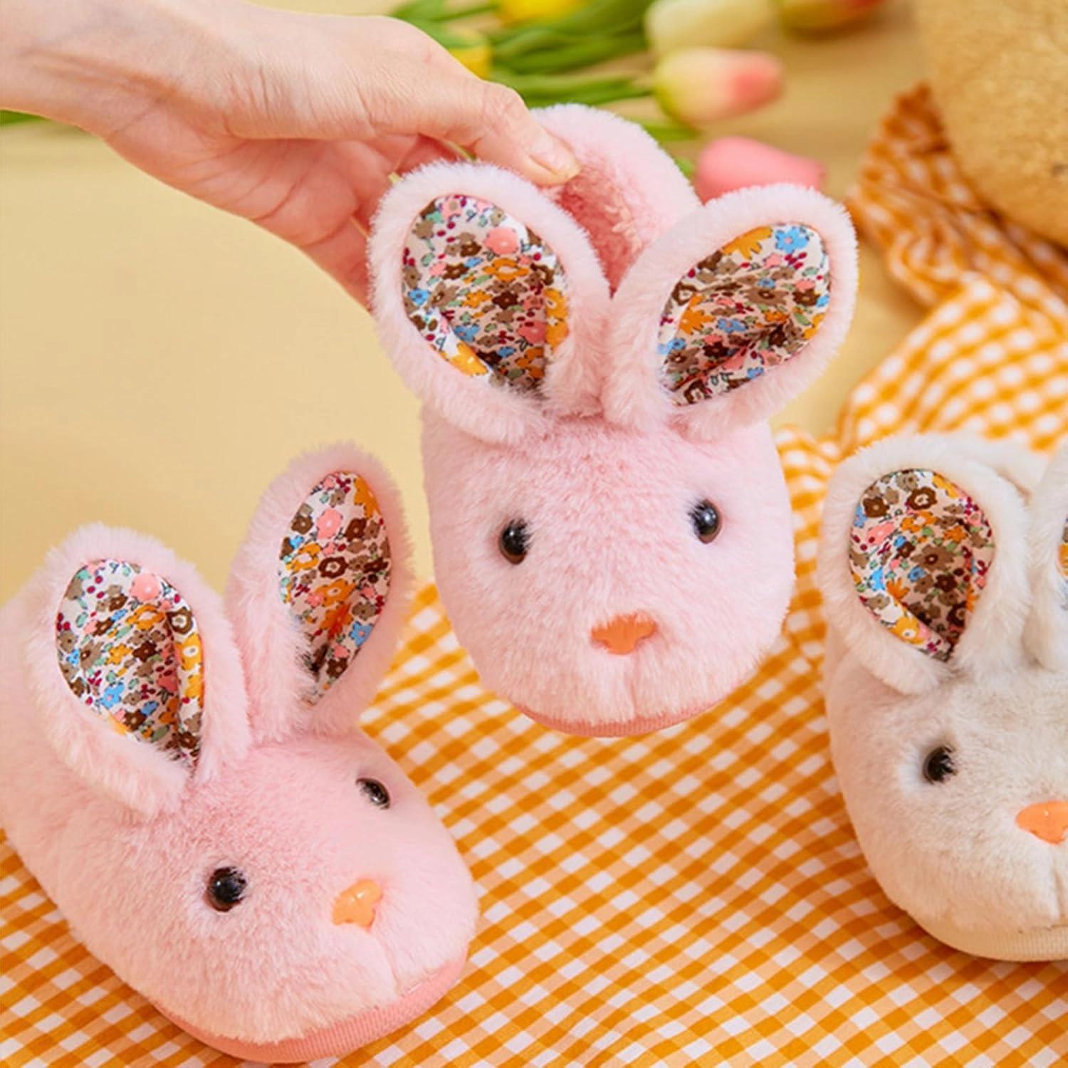 Toddler Slippers for Girls and Boys - Fuzzy Soft Plush Bunny Rabbit Shoes - Warm House Footwear for Kids